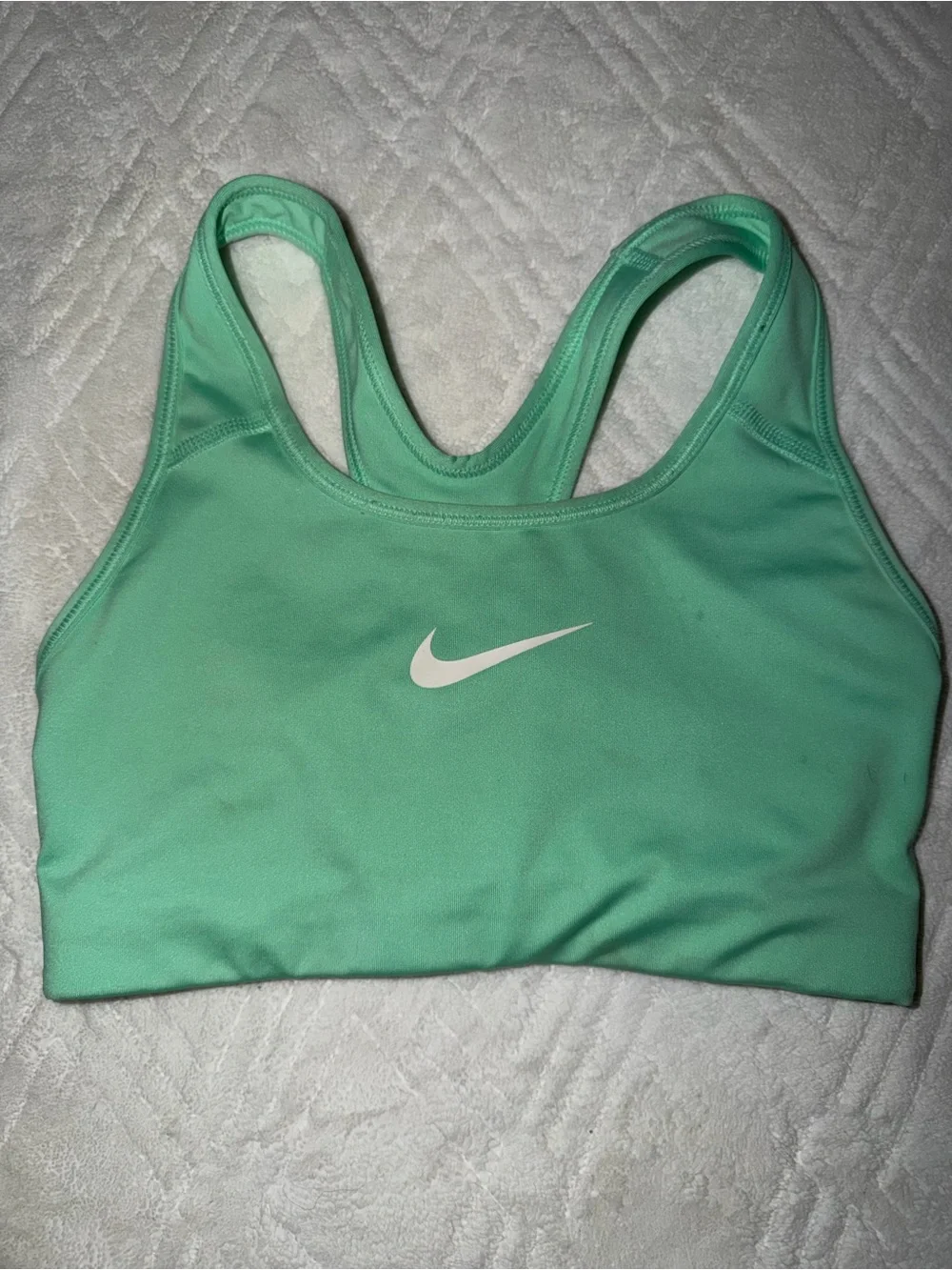 Nike Mint Green Racerback Sports Bra with White Swoosh